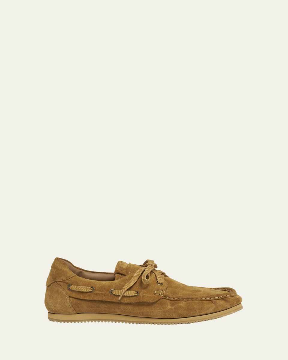 Moc-Toe Croc-Embossed Suede Boat Shoes